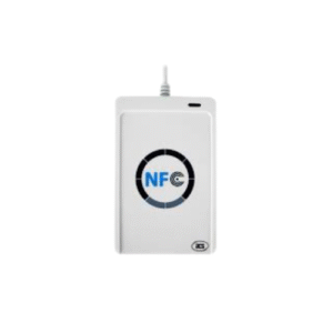 ACR122U-A9 PRO NFC Reader scanning MIFARE card with LED/buzzer feedback