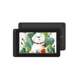 HUION Kamvas 12 Pro Display Tablet showing 120% sRGB colors with PW517 pen creating digital artwork