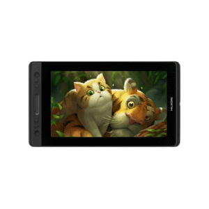 HUION Kamvas Pro 13 Elite Pen Display with artist using PW507 pen on 120% sRGB screen with adjustable stand