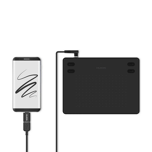 HUION Inspiroy RTE-100 Ultra-Slim Graphics Tablet in Cosmo Black/Ivory White - 8192 pressure, 300PPS speed, and 6.3mm thin design