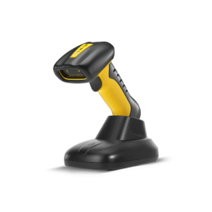 NETUM NT-1202W PRO Wireless Barcode Scanner scanning QR codes in a warehouse with IP67 durability