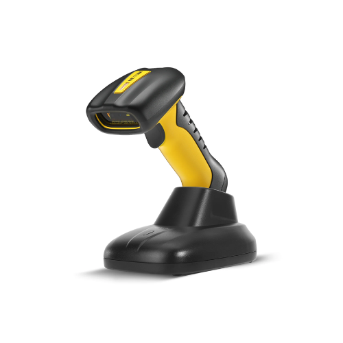 NETUM NT-1202W PRO Wireless Barcode Scanner scanning QR codes in a warehouse with IP67 durability